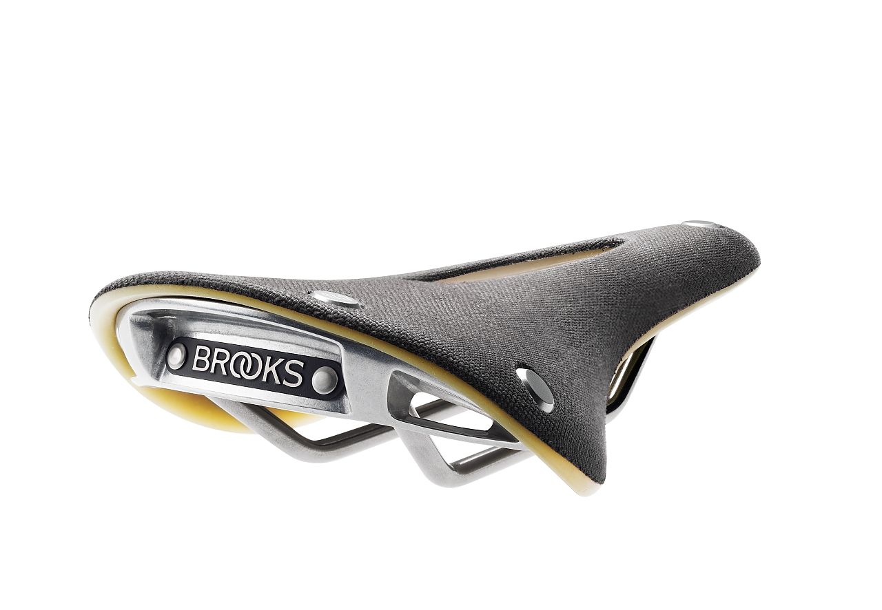 Brooks offers rubber-and-cotton topped saddle with cut-out, the 